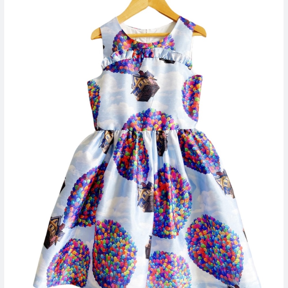 Pippa & Julie | Disney Pixar  Up Movie Blue Balloon Ruffle A-Line Dress